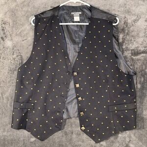 Katherine Marie Vintage Black Gold Square Pattern Vest Size 18 Made in USA